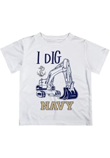 Vive La Fete Navy Midshipmen Youth White Excavator Short Sleeve T-Shirt