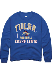 Champ Lewis Rally Mens Blue Tulsa Golden Hurricane NIL Arch Logo Player Crew
