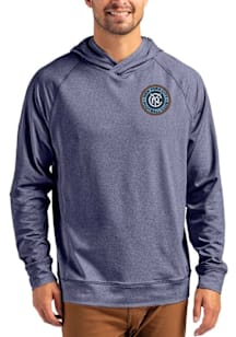 Cutter and Buck New York City FC Mens Navy Blue Adapt Knit Hood Long Sleeve Hoodie