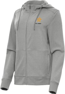 Antigua Army Womens Grey Seeker Long Sleeve Full Zip Jacket