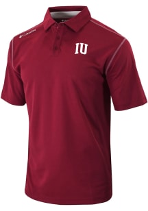 Mens Indiana Hoosiers Red Columbia Heat Seal Omni Wick Shotgun Short Sleeve Polo Shirt