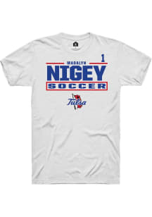 Madalyn Nigey Rally Mens White Tulsa Golden Hurricane NIL Stacked Box Player T Shirt
