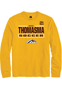 Heidi Thomasma Western Michigan Broncos Gold NIL Stacked Box Long Sleeve Player T Shirt