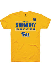 Casper Svendby Rally Mens Gold Pitt Panthers NIL Stacked Box Player T Shirt