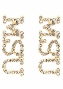 Pave Rhinestone Stud Michigan State Spartans Womens Earrings - Gold