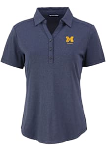 Cutter and Buck Michigan Wolverines Womens Blue Alumni Forge Eco Polo Short Sleeve Polo Shirt