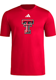 Adidas Texas Tech Red Raiders Red Pregame Locker Logo Short Sleeve T Shirt