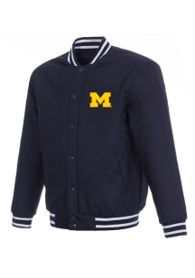 Mens Navy Blue Michigan Wolverines Poly Twill Medium Weight Jacket