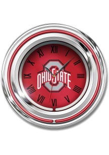 Silver Ohio State Buckeyes 15&quot; Neon Clock Wall Clock