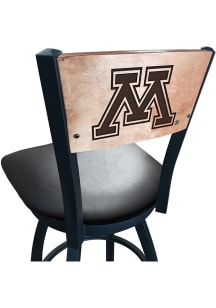 Black Minnesota Golden Gophers Vinyl Seat Maple Back Swivel Pub Stool