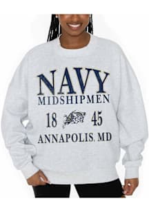 Gameday Couture Navy Midshipmen Womens Ash Allegiance Crew Sweatshirt