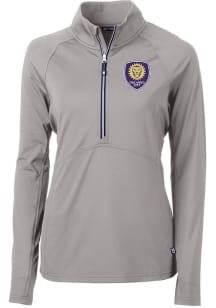 Cutter and Buck Orlando City SC Womens Grey Adapt Eco Qtr Zip Pullover