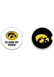 White Iowa Hawkeyes Class of 2026 Set of 2 Car Coaster