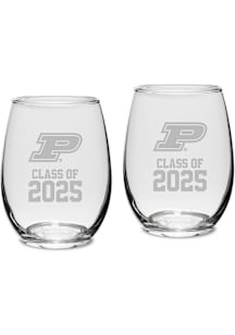 Purdue Boilermakers Class of 2025 Set of 2 Stemless Wine Glass - White