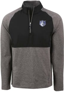 Cutter and Buck Saint Louis Billikens Mens Black Adapt Eco Hybrid Long Sleeve Qtr Zip Pullover
