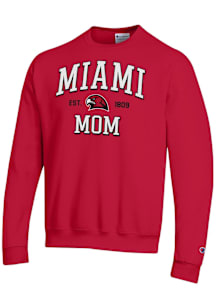 Champion Miami RedHawks Mens Red EST Date Mom Powerblend Long Sleeve Crew Sweatshirt
