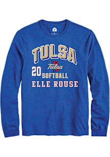 Elle Rouse Tulsa Golden Hurricane Blue NIL Arch Logo Long Sleeve Player T Shirt