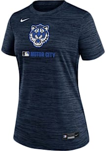 Nike Detroit Tigers Womens Navy Blue Velocity T-Shirt