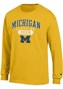 Champion Michigan Wolverines Yellow Class of 2028 Jersey Long Sleeve T Shirt