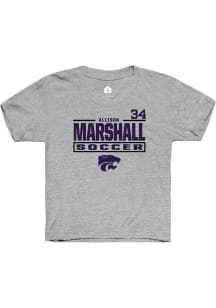 Allison Marshall Youth Grey K-State Wildcats NIL Stacked Box Short Sleeve Player T-Shirt