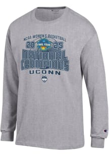 Champion UConn Huskies Grey 2025 National Champions Jersey Long Sleeve T Shirt