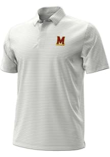 Mens Maryland Terrapins White Under Armour Stripe Short Sleeve Polo Shirt