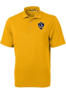 Cutter and Buck LA Galaxy Mens Yellow Virtue Eco Pique Short Sleeve Polo