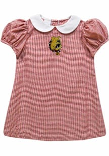 Vive La Fete Ferris State Bulldogs Baby Girls Crimson Gingham Collar Short Sleeve Dress