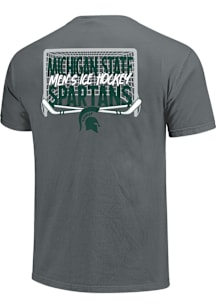 Michigan State Spartans Charcoal Hockey Net Overlay Short Sleeve T Shirt