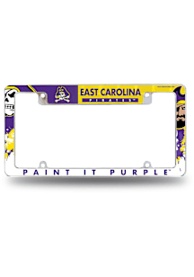 East Carolina Pirates Primary All Over Chrome License Plate Frame - White
