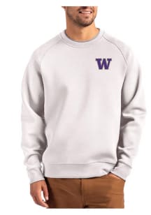 Mens Washington Huskies Grey Cutter and Buck Roam Crew Sweatshirt