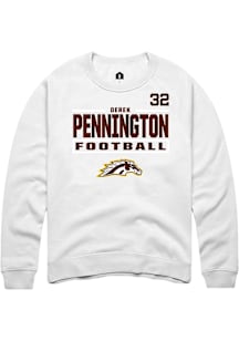 Derek Pennington Western Michigan Broncos Mens White Football NIL Stacked Box Player Crew
