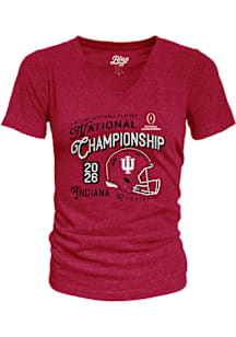 Blue 84 Indiana Hoosiers Womens Red 2025 College Football National Championship Bound Short Sleeve..