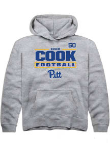 Denim Cook Rally Youth Grey Pitt Panthers NIL Stacked Box Long Sleeve Player Hoodie