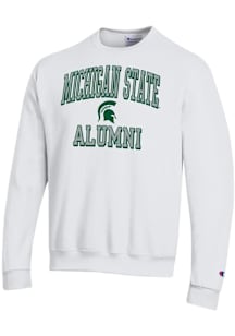 Champion Michigan State Spartans Mens White Est Date Alumni Powerblend Long Sleeve Crew Sweatshirt