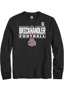 Eli Brickhandler Mens Black Ohio State Buckeyes NIL Stacked Box Long Sleeve Player T Shirt