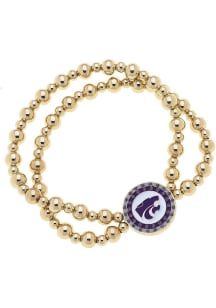 Disc Bead Stretch K-State Wildcats Womens Bracelet - Purple