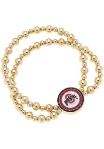 Disc Bead Stretch Ohio State Buckeyes Womens Bracelet - Red