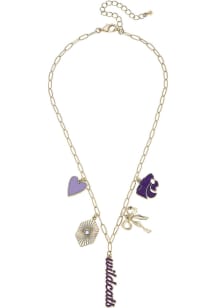 Paperclip Charm K-State Wildcats Womens Necklace - Purple