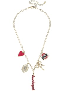 Paperclip Charm Ohio State Buckeyes Womens Necklace - Red