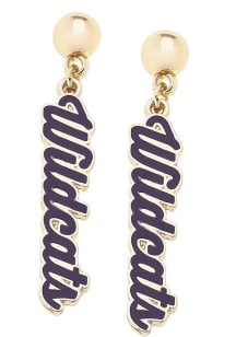 Enamel Script K-State Wildcats Womens Earrings - Purple