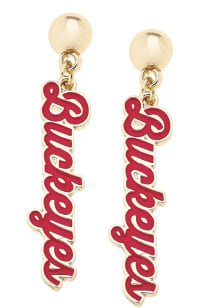 Enamel Script Ohio State Buckeyes Womens Earrings - Red