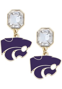 Rhinestone Logo K-State Wildcats Womens Earrings - Purple