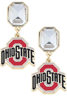 Rhinestone Logo Ohio State Buckeyes Womens Earrings - Red