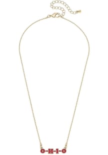 Enamel Slogan Ohio State Buckeyes Womens Necklace - Red