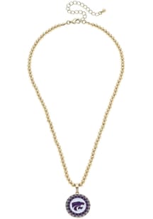 Pave Disc K-State Wildcats Womens Necklace - Purple