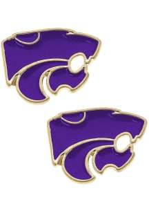 Enamel Logo Stud K-State Wildcats Womens Earrings - Purple