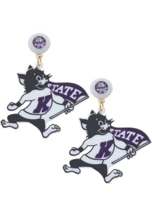 Mascot K-State Wildcats Womens Earrings - Purple