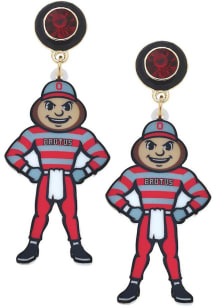 Mascot Ohio State Buckeyes Womens Earrings - Red