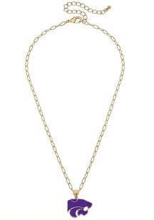 Enamel Logo K-State Wildcats Womens Necklace - Purple